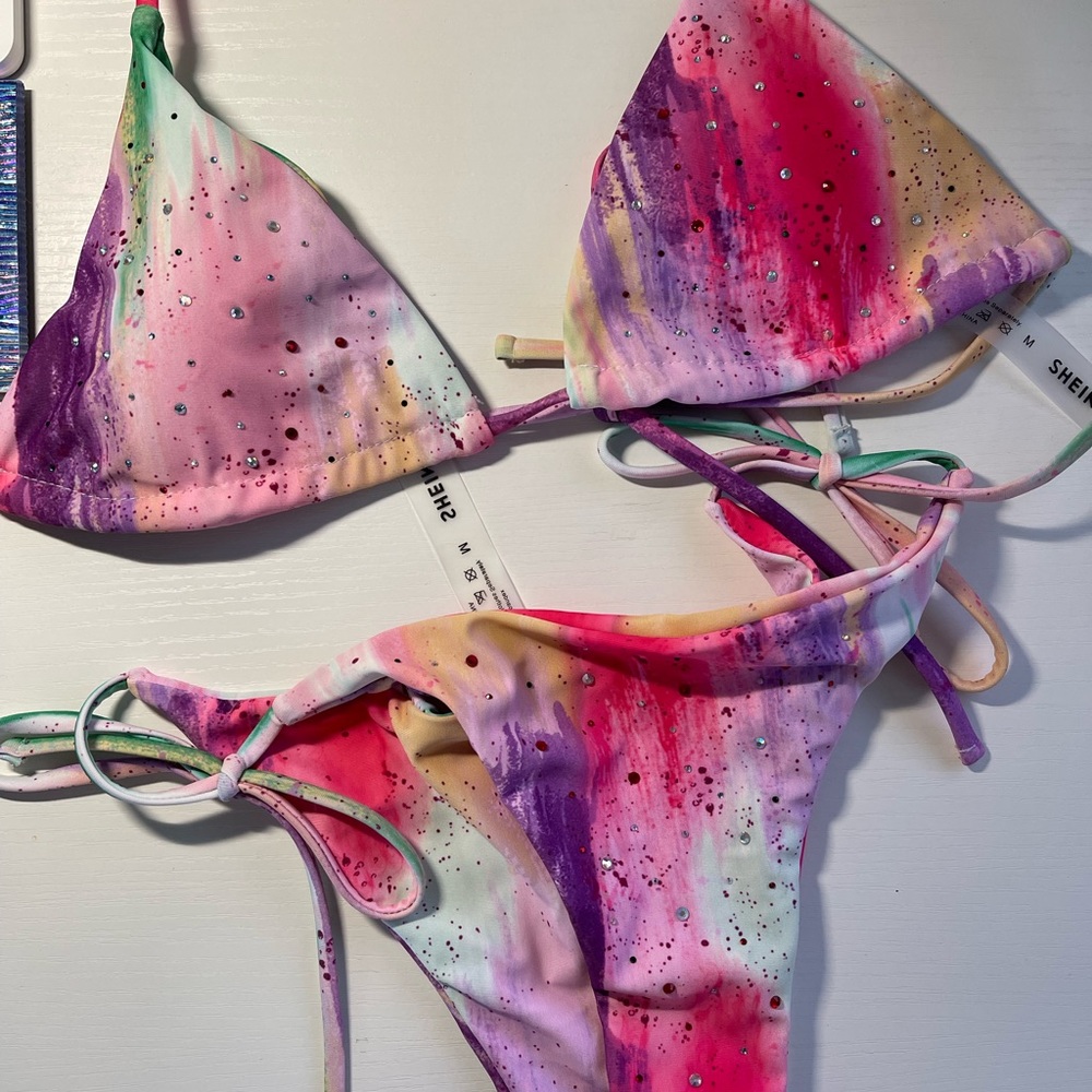 RHINESTONE BATHING SUIT MULTI COLOR NEVER WORN BRAND NEW
